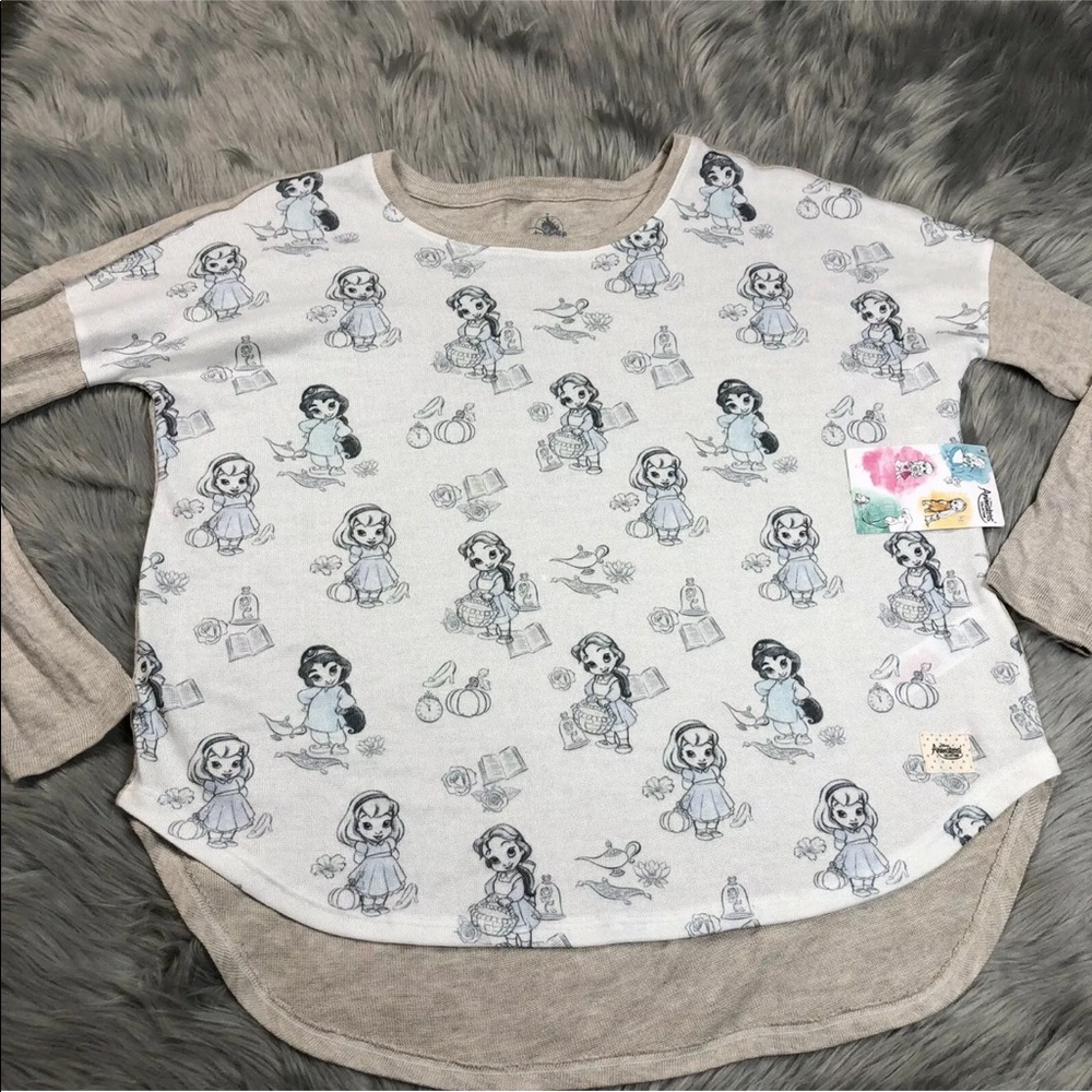 Disney Store Animators Knit Shirt Princess Doll Print Size Small